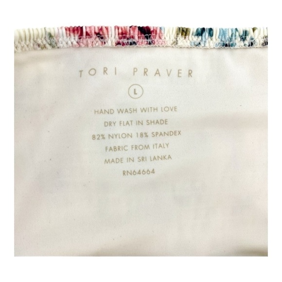 Tori Praver Ivory Caymen Floral Marais Smocked Bikini Bottom Size L NWT - Picture 4 of 7